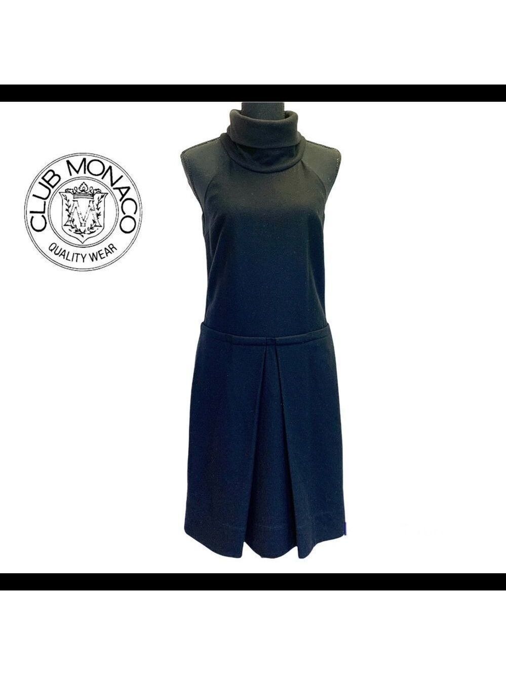 Club Monaco black sleeveless high rolled neck wool dress size 2